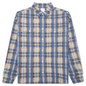 Pioneer Khadi Check Shirt L/S - Blue