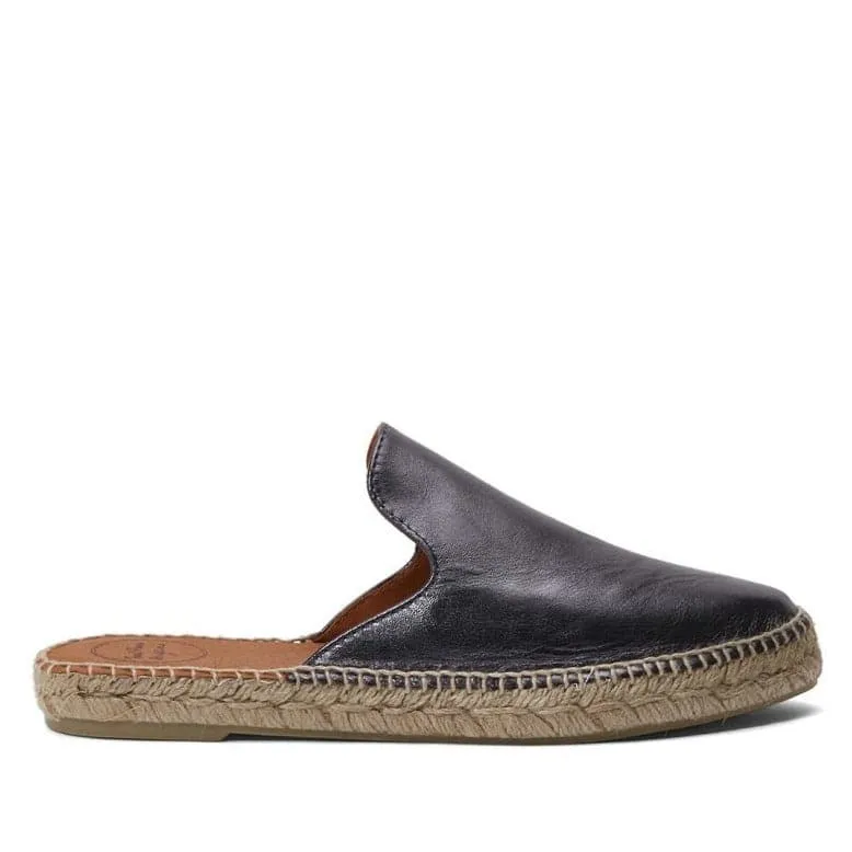 Plain Leather Mules Style Espadrille for Women - Ona-P