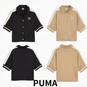 PUMA  |Blended Fabrics Plain Cotton Short Sleeves Logo Loungewear