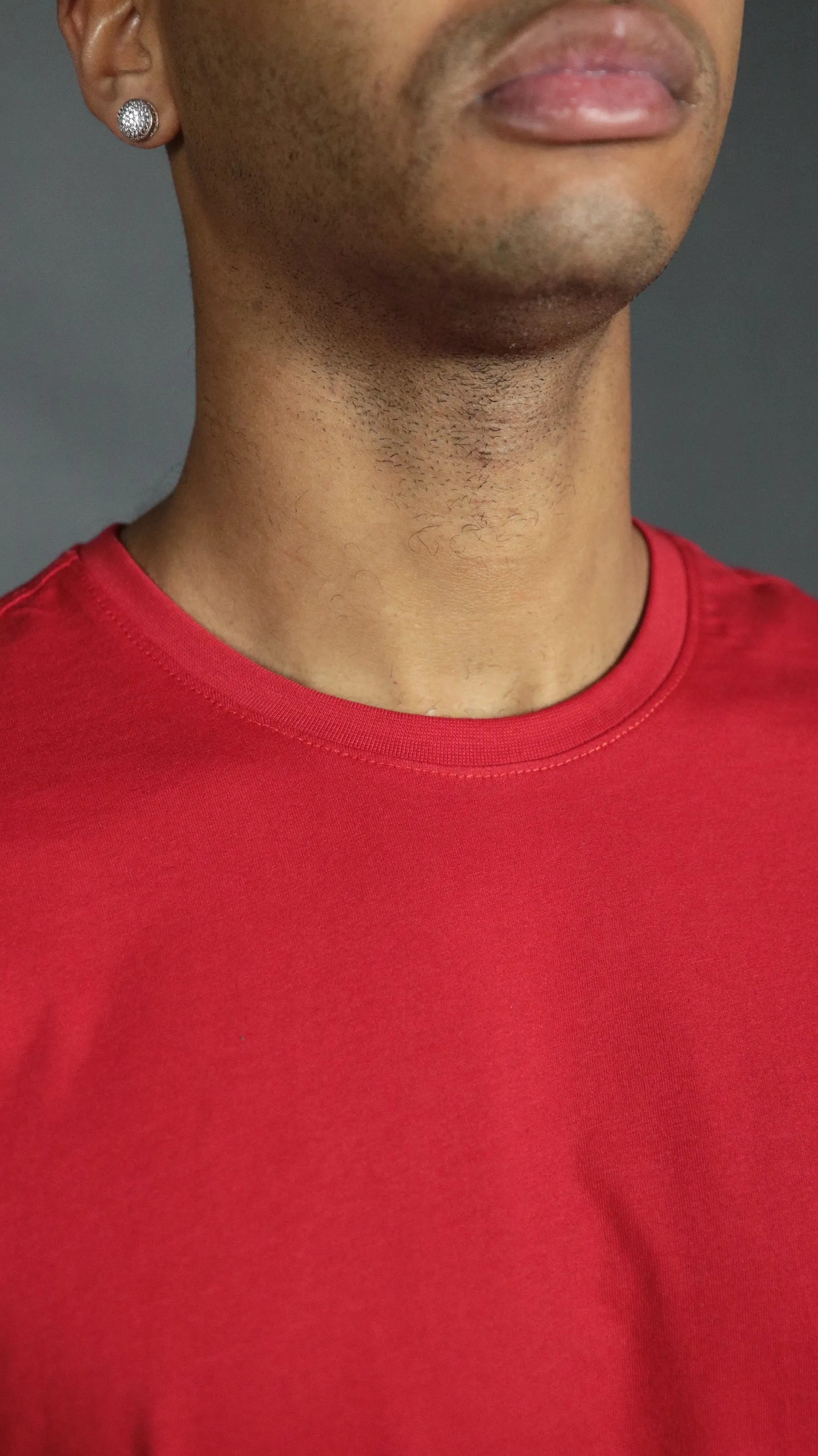 Red Longline T Shirt for Men | Men Red Drop Cut Curved Hem Shirt | Jordan Craig