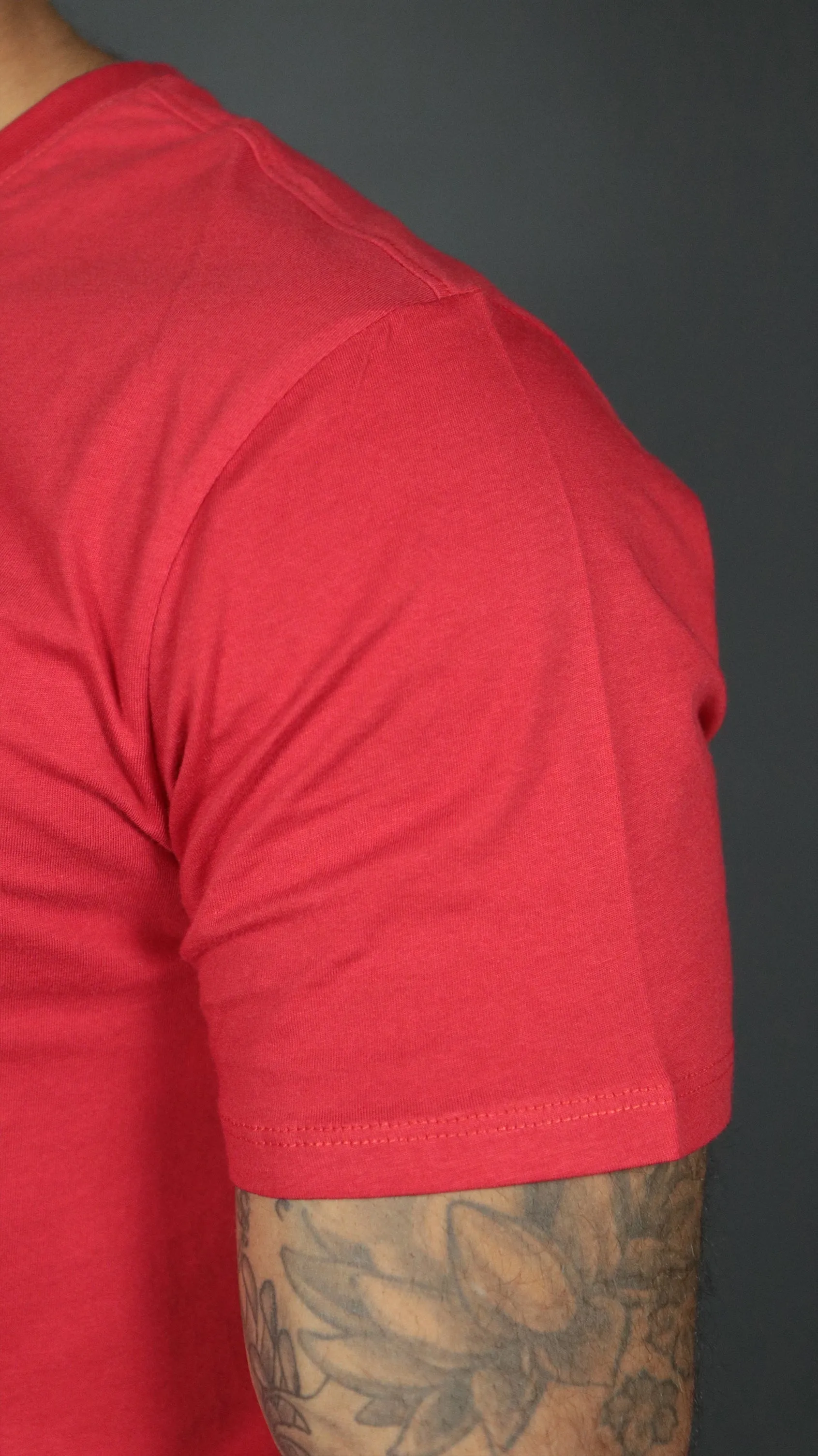 Red Longline T Shirt for Men | Men Red Drop Cut Curved Hem Shirt | Jordan Craig