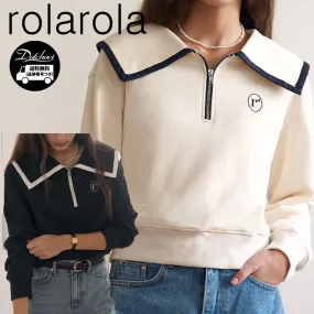 rolarola  |Long Sleeves Plain Cotton Medium Logo Hoodies & Sweatshirts