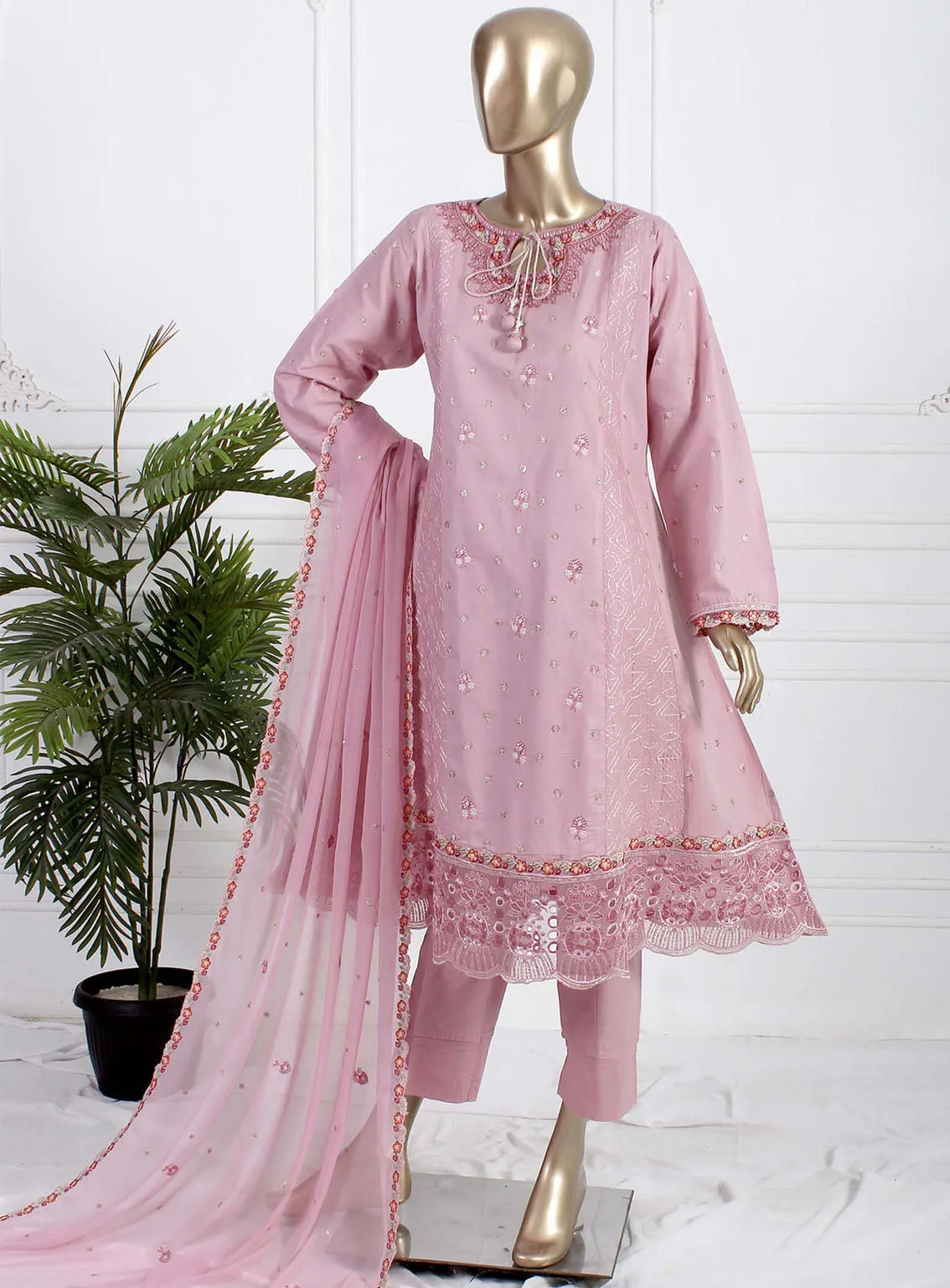 Romosh Fancy Embroidered Chiffon 3 Piece Stitched Suit - RNPC24FE RO-156 LAVENDER LOVE-1