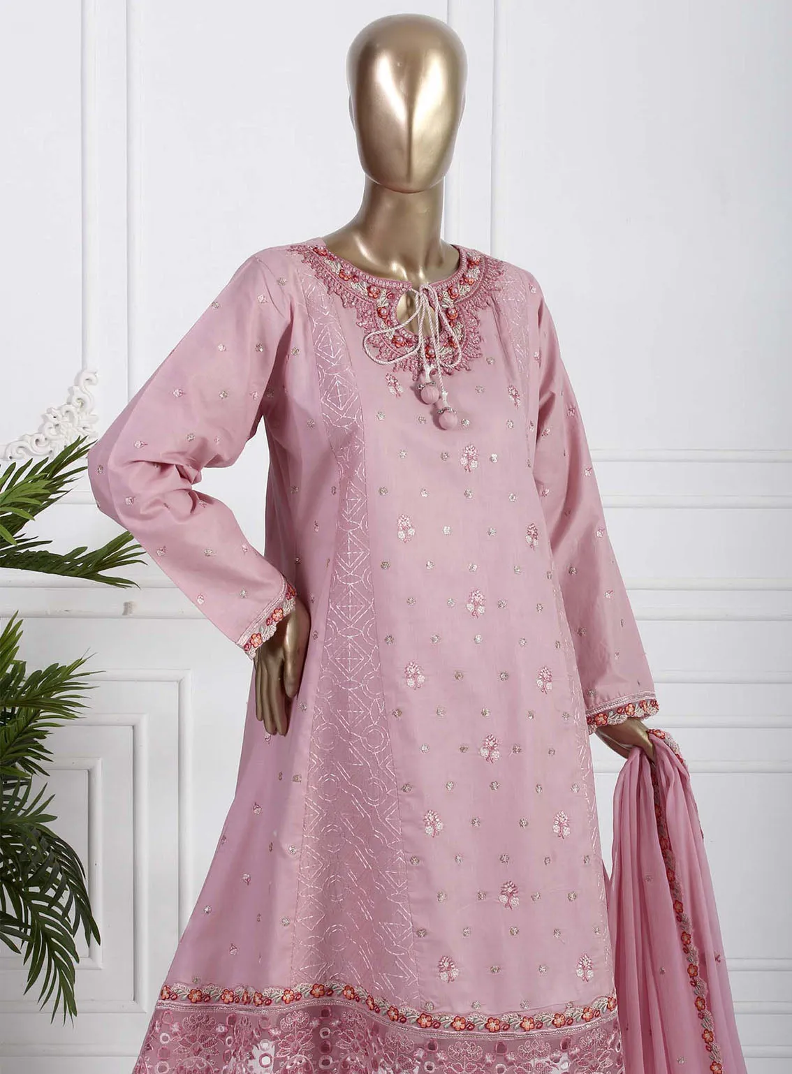 Romosh Fancy Embroidered Chiffon 3 Piece Stitched Suit - RNPC24FE RO-156 LAVENDER LOVE-1