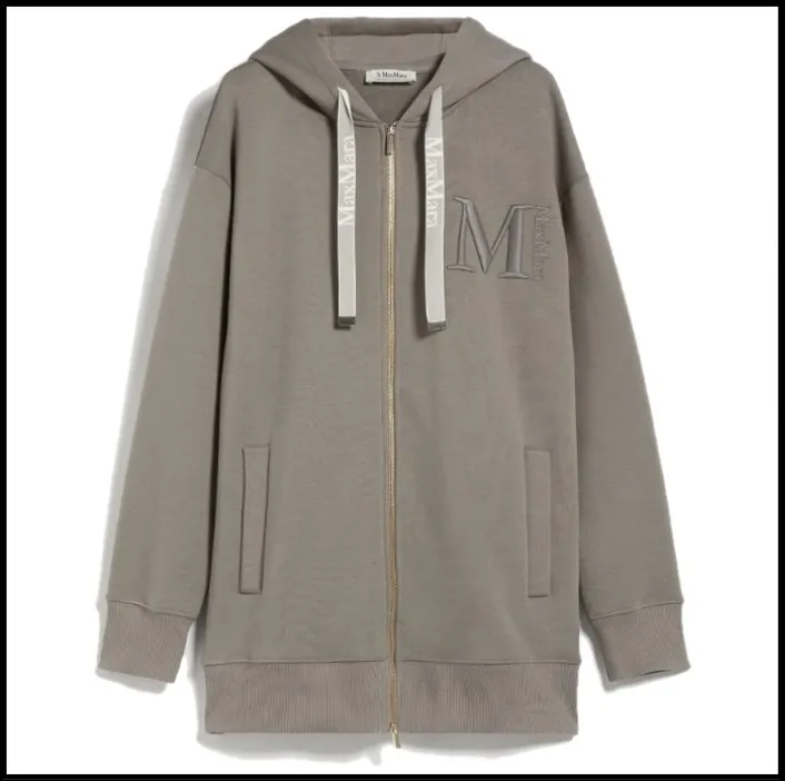 S Max Mara  |Nylon Long Sleeves Cotton Logo Hoodies & Sweatshirts