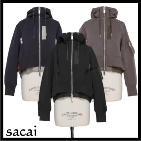 sacai  |Nylon Street Style Long Sleeves Plain Cotton