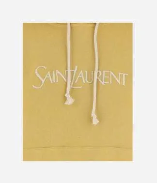 Saint Laurent  |Long Sleeves Plain Cotton Logo Hoodies & Sweatshirts