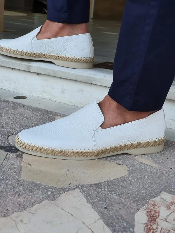 Salerno White Slip-On Loafers