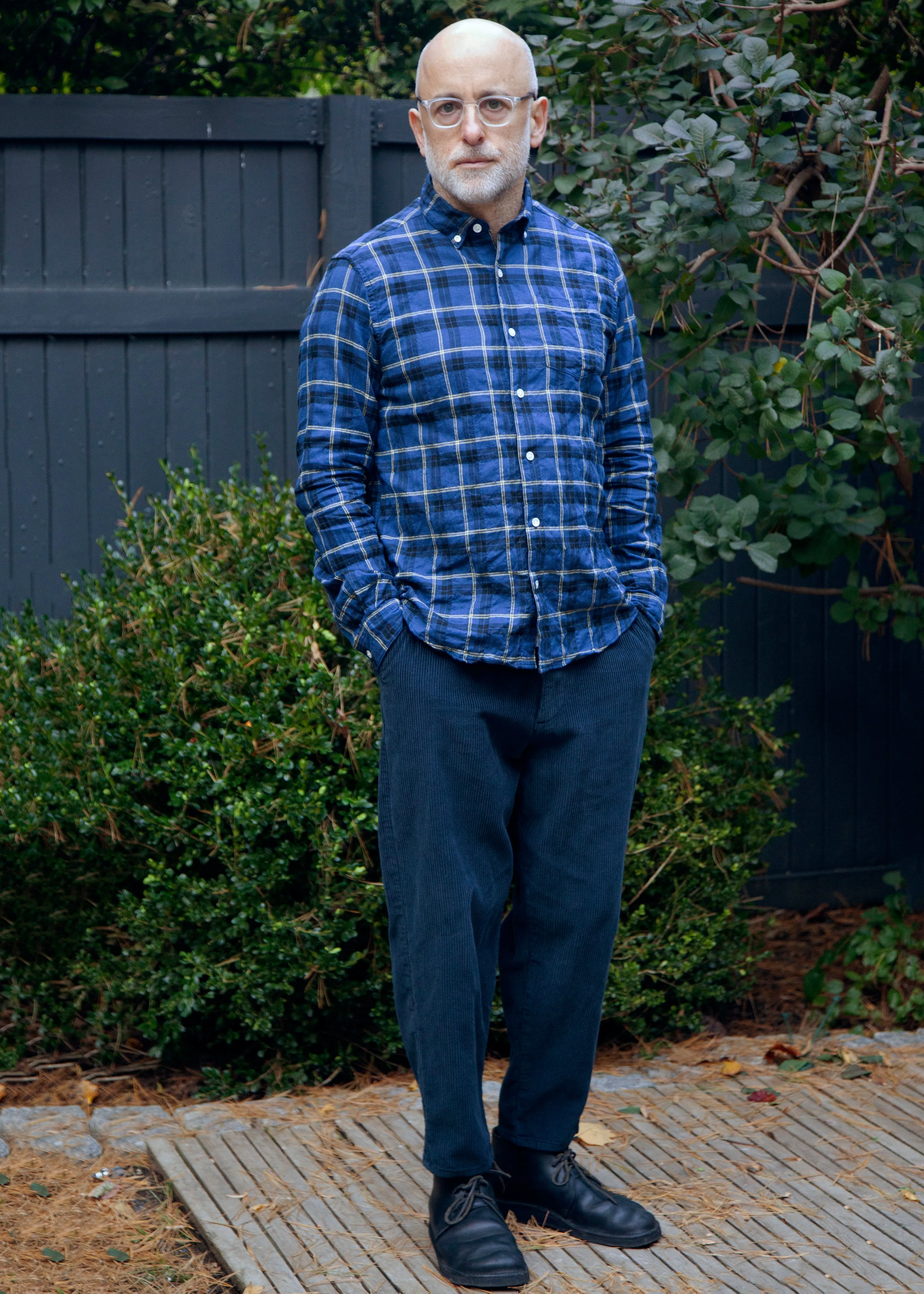 Single Needle Shirt, Blue Pucker Flannel