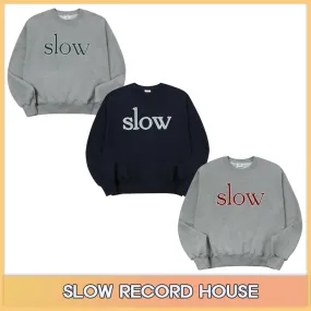 SLOW RECORD HOUSE  |Street Style Cotton Logo Hoodies & Sweatshirts