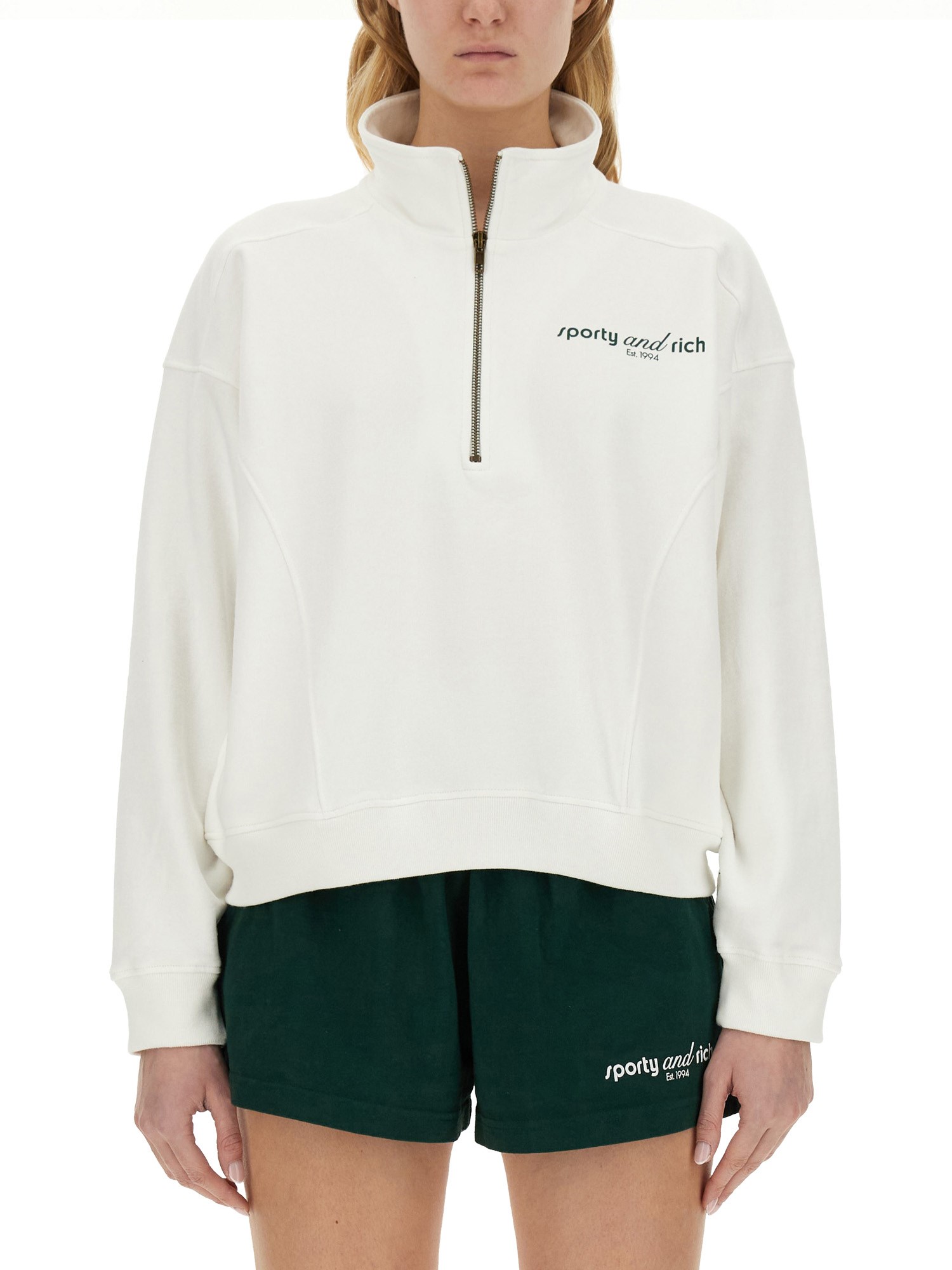 SPORTY&RICH    COTTON SWEATSHIRT WITH LOGO