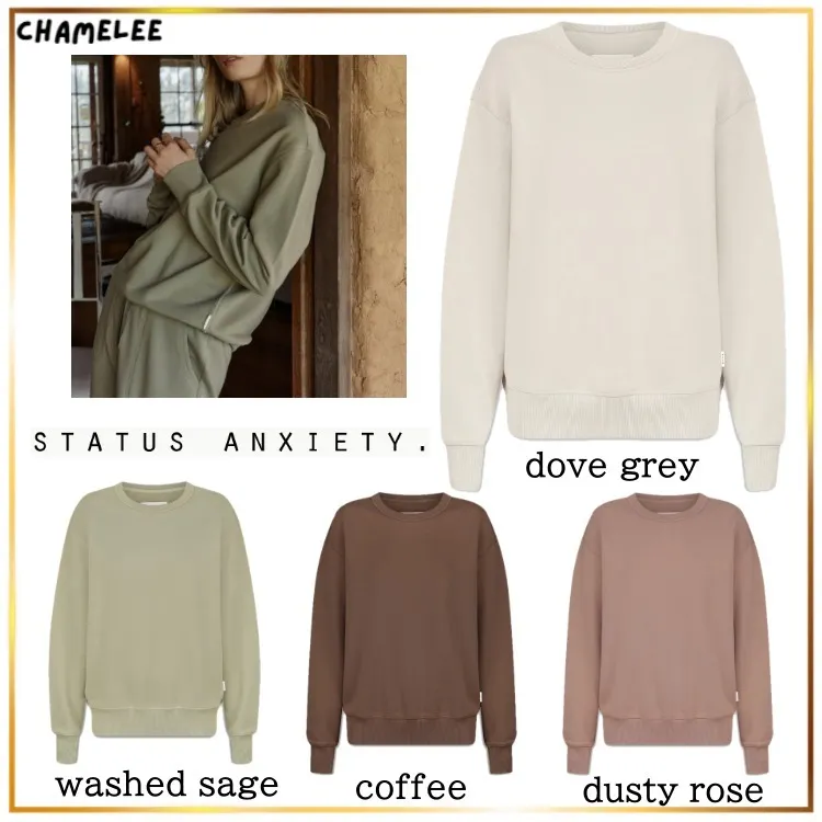 STATUS ANXIETY  |Crew Neck Long Sleeves Plain Cotton Medium