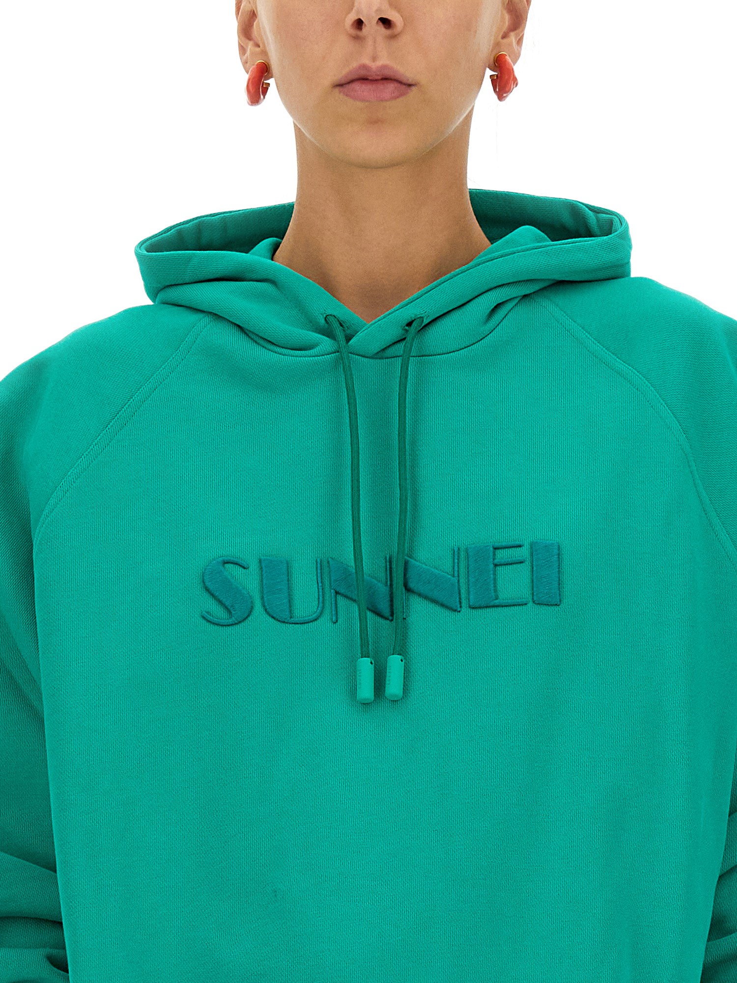 SUNNEI    COTTON SWEATSHIRT WITH LOGO EMBROIDERY