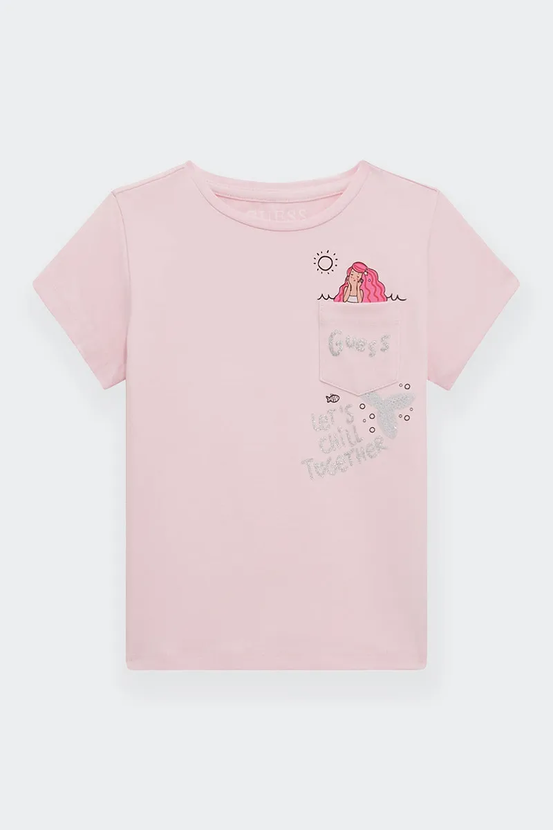 T-SHIRT CON TASCHINO GIRLS ROSA