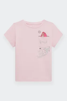 T-SHIRT CON TASCHINO GIRLS ROSA