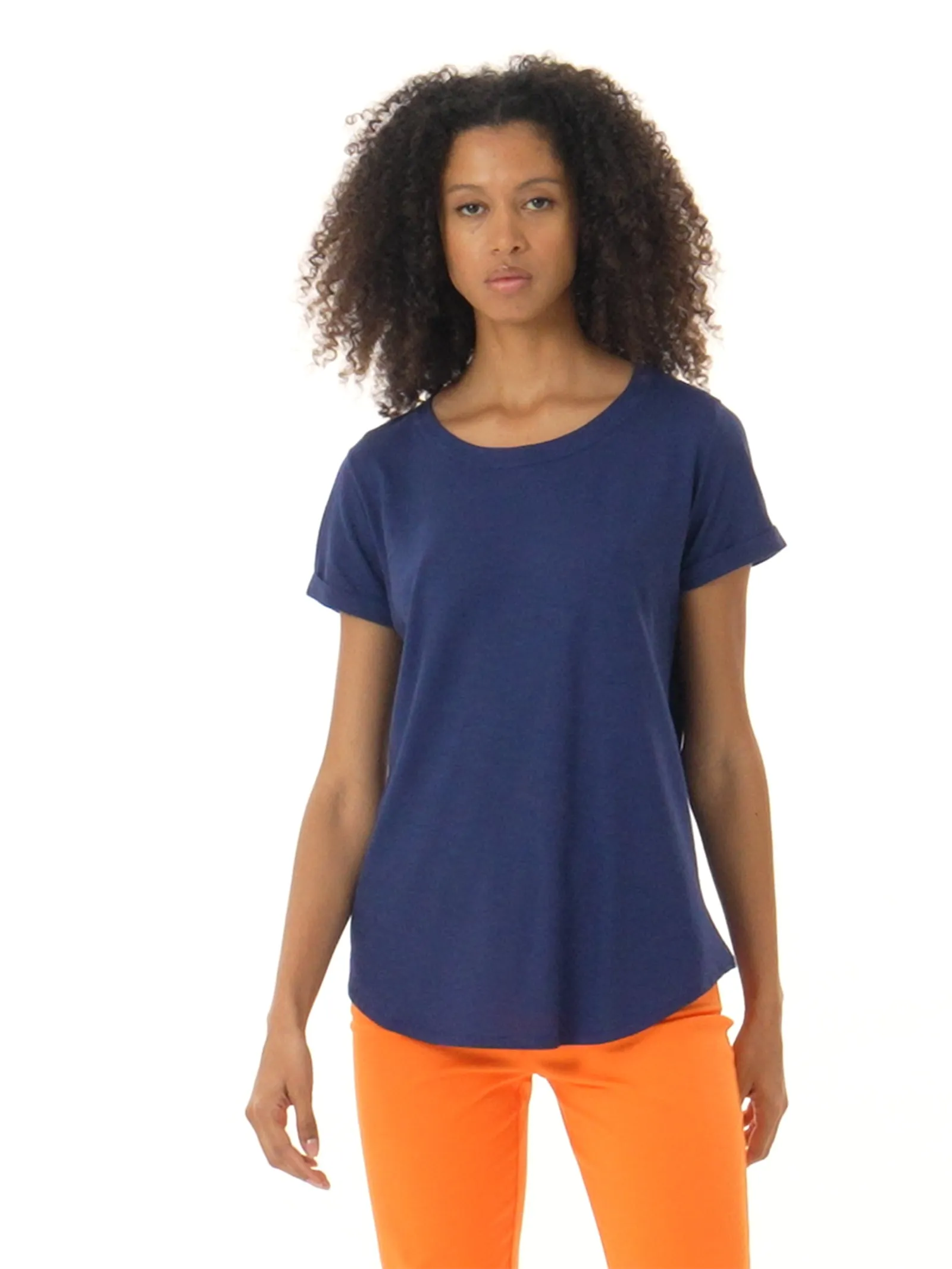 T-shirt girocollo in slub jersey di cotone - Bleu