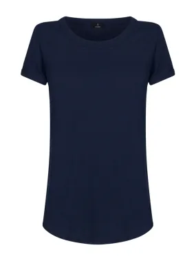 T-shirt girocollo in slub jersey di cotone - Bleu