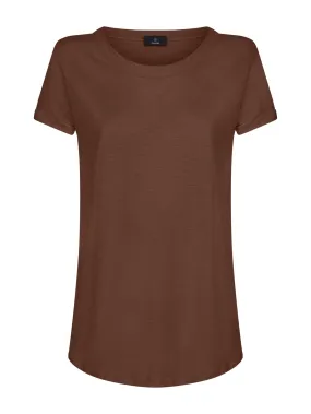 T-shirt girocollo in slub jersey di cotone - Cappuccino