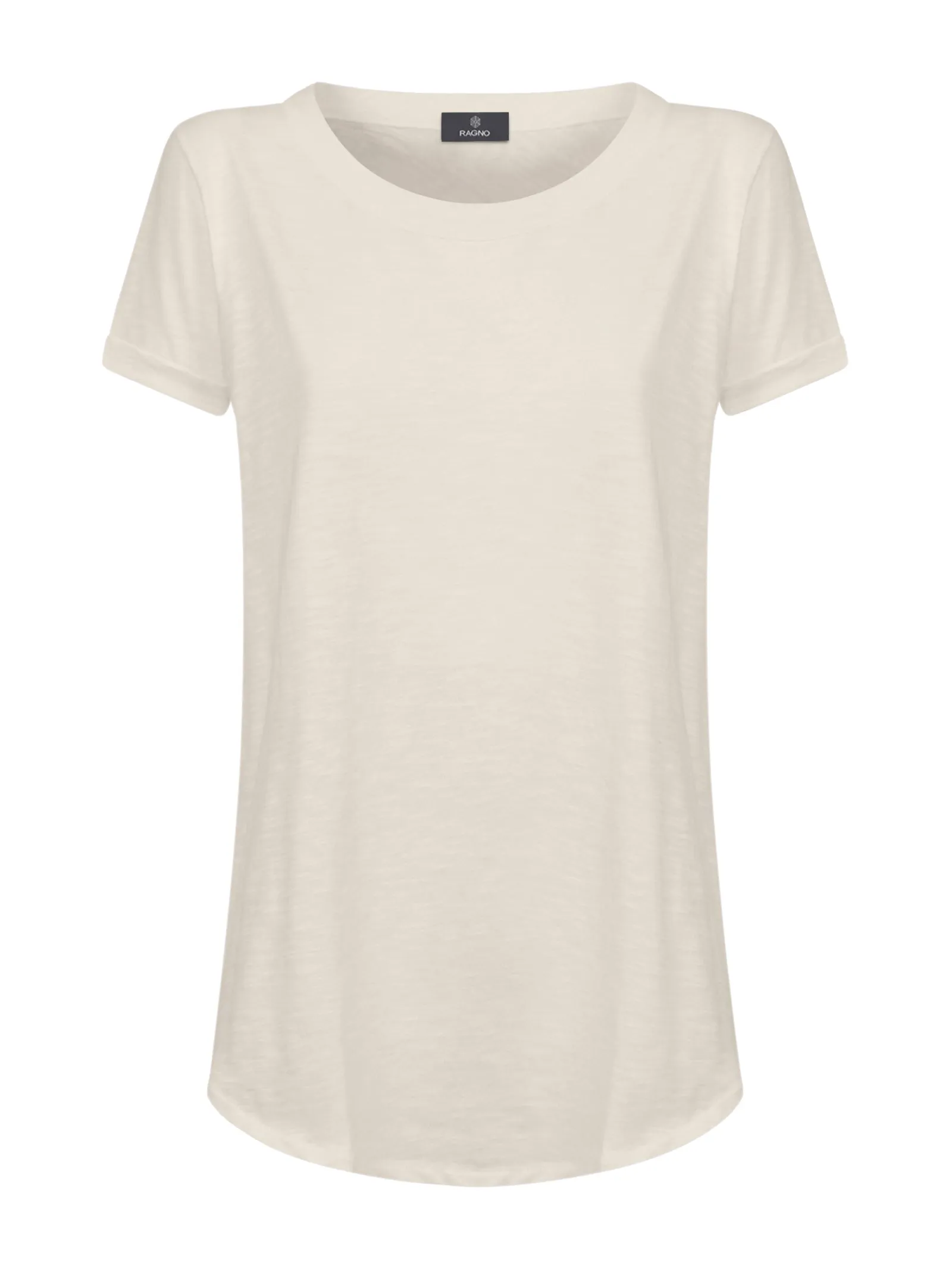 T-shirt girocollo in slub jersey di cotone - Champignon