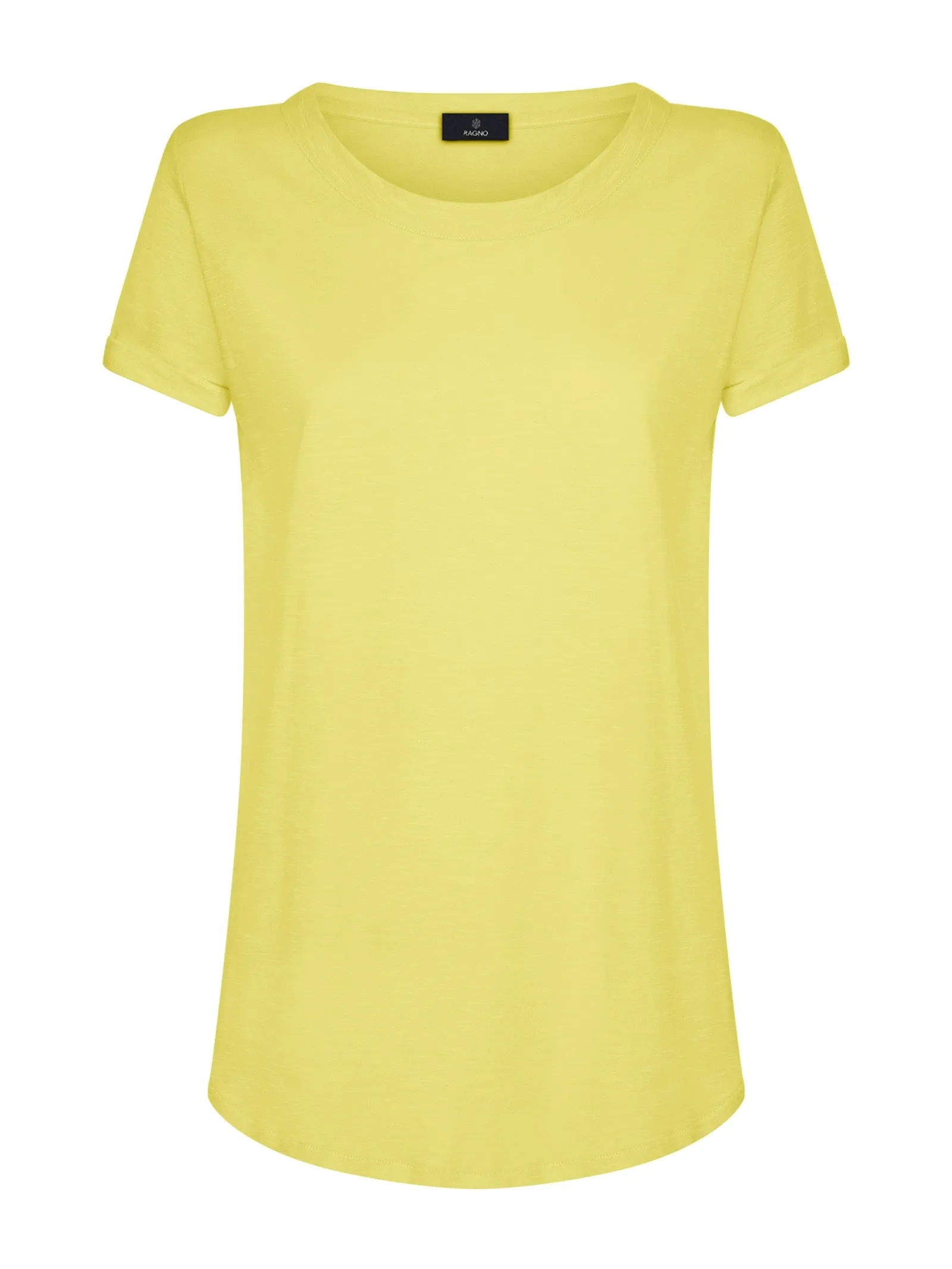 T-shirt girocollo in slub jersey di cotone - Evening Primrose