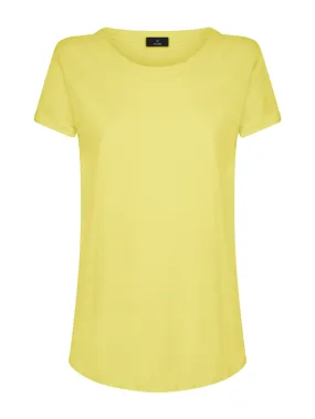 T-shirt girocollo in slub jersey di cotone - Evening Primrose