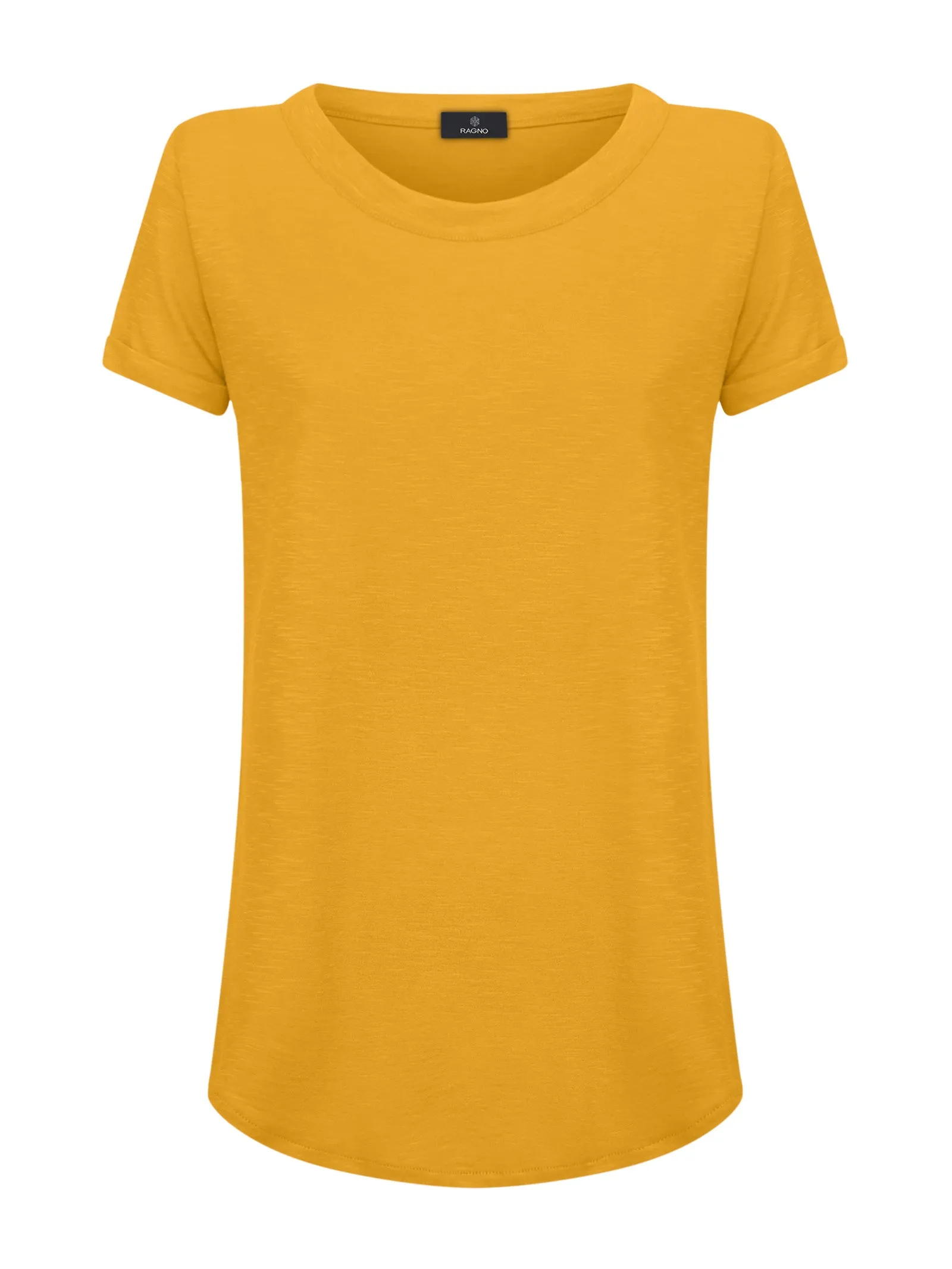 T-shirt girocollo in slub jersey di cotone - Golden Spice