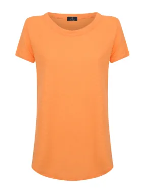 T-shirt girocollo in slub jersey di cotone - Mock Orange