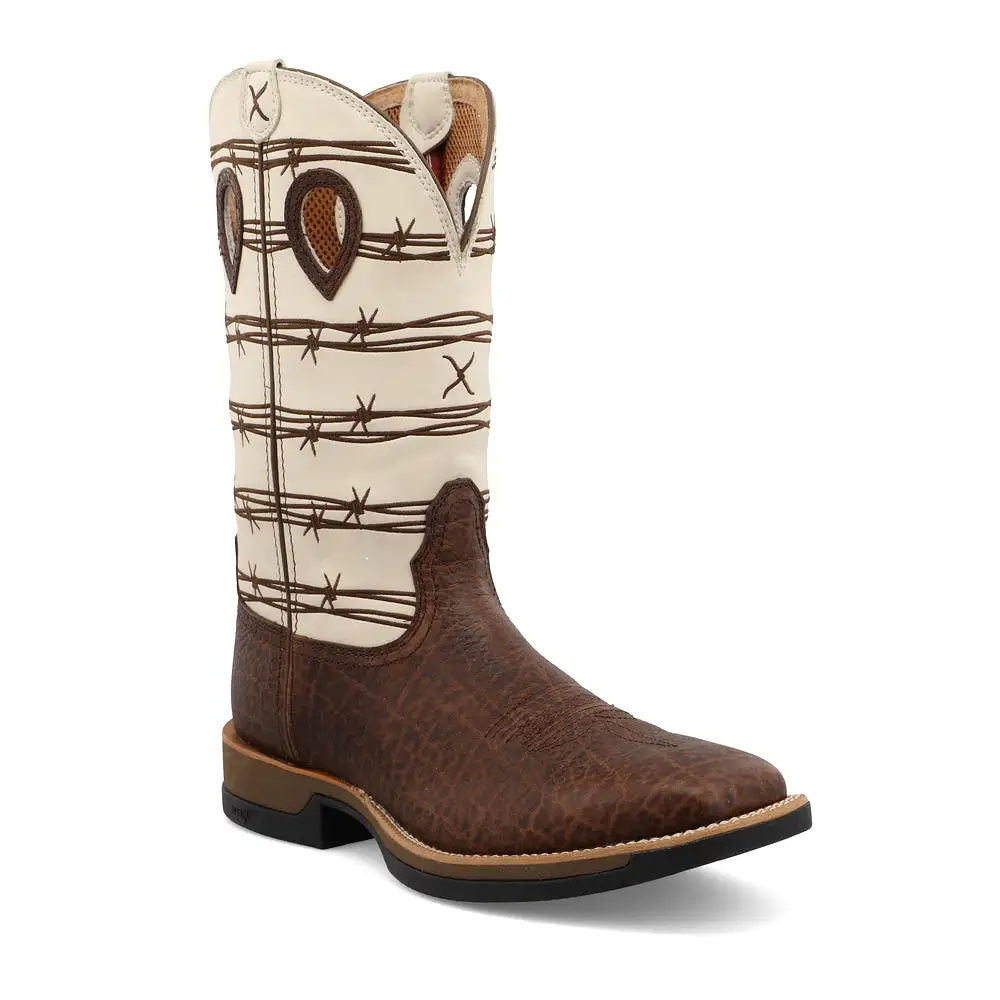 'Twisted X' Men's 12 Tech X CellStretch Western Square Toe - Brown / Bone