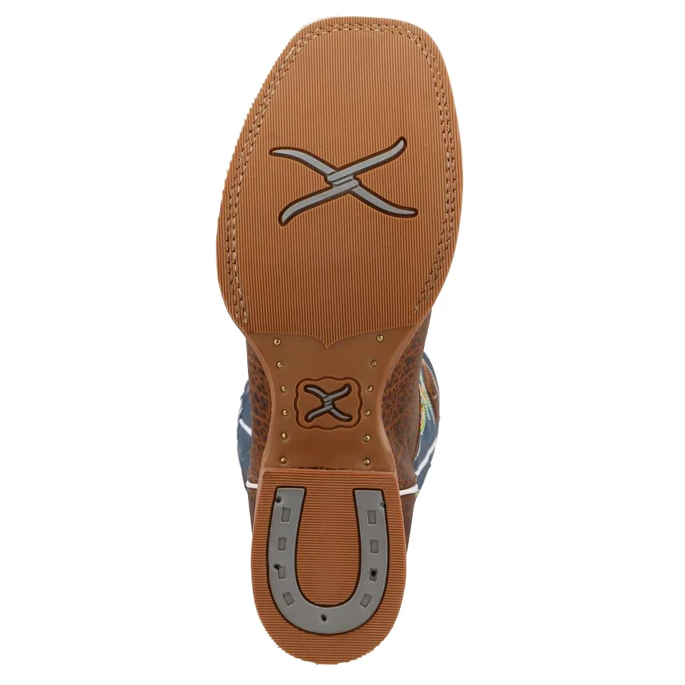 'Twisted X' Men's 14 Ruff Stock Western Square Toe - Elephant / Blue