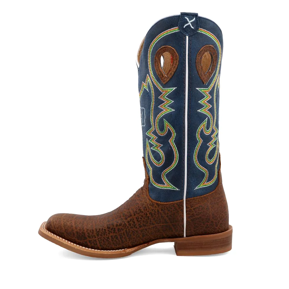 'Twisted X' Men's 14 Ruff Stock Western Square Toe - Elephant / Blue