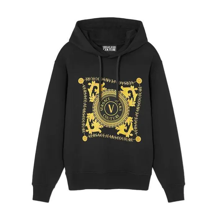 VERSACE JEANS  |Unisex Plain Cotton Oversized Logo Hoodies