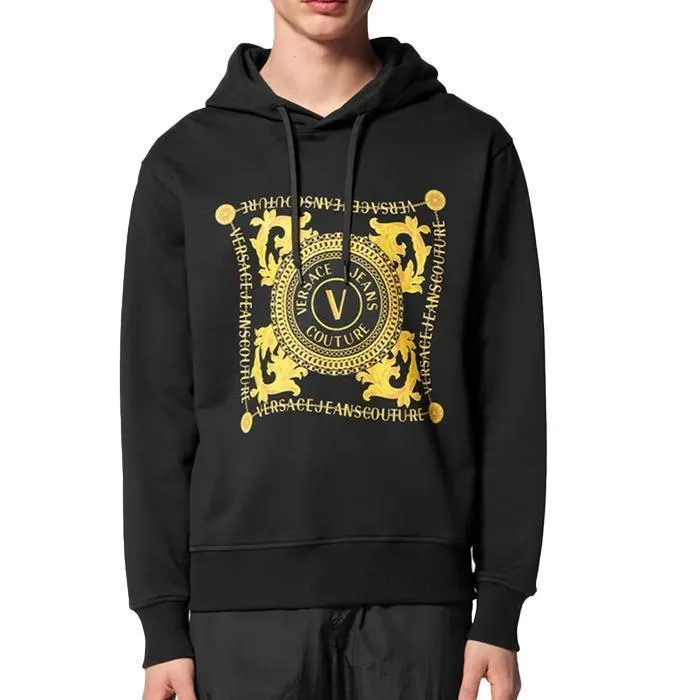 VERSACE JEANS  |Unisex Plain Cotton Oversized Logo Hoodies