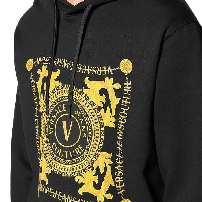 VERSACE JEANS  |Unisex Plain Cotton Oversized Logo Hoodies