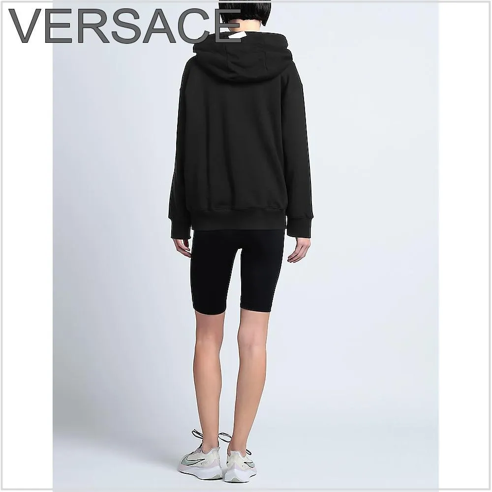 VERSACE  |Street Style Long Sleeves Cotton Logo Hoodies & Sweatshirts