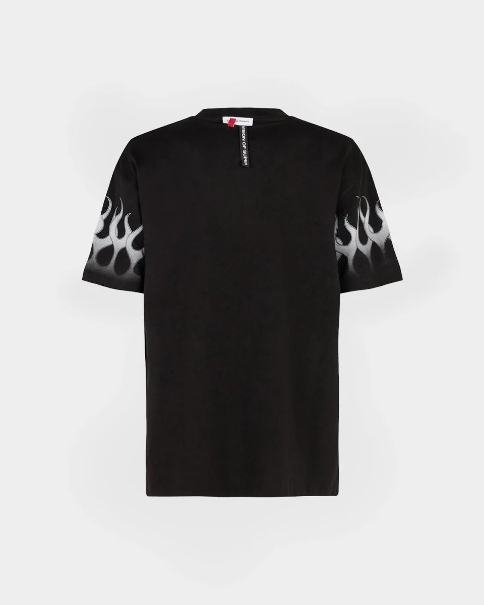 Vision Of Super Vs00804 T-Shirt With White Racing Flames Black