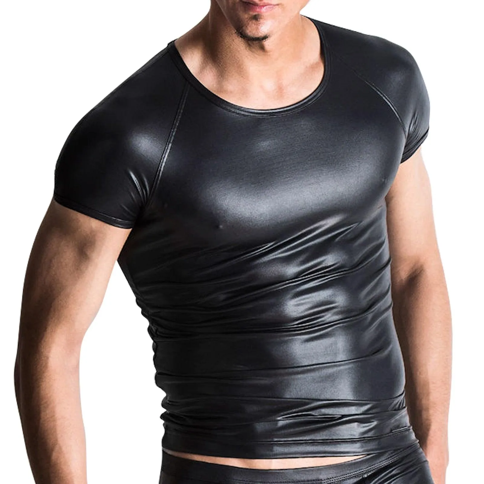 Wetlook Leather Clubwear Exotic Muscle Tight T-shirt