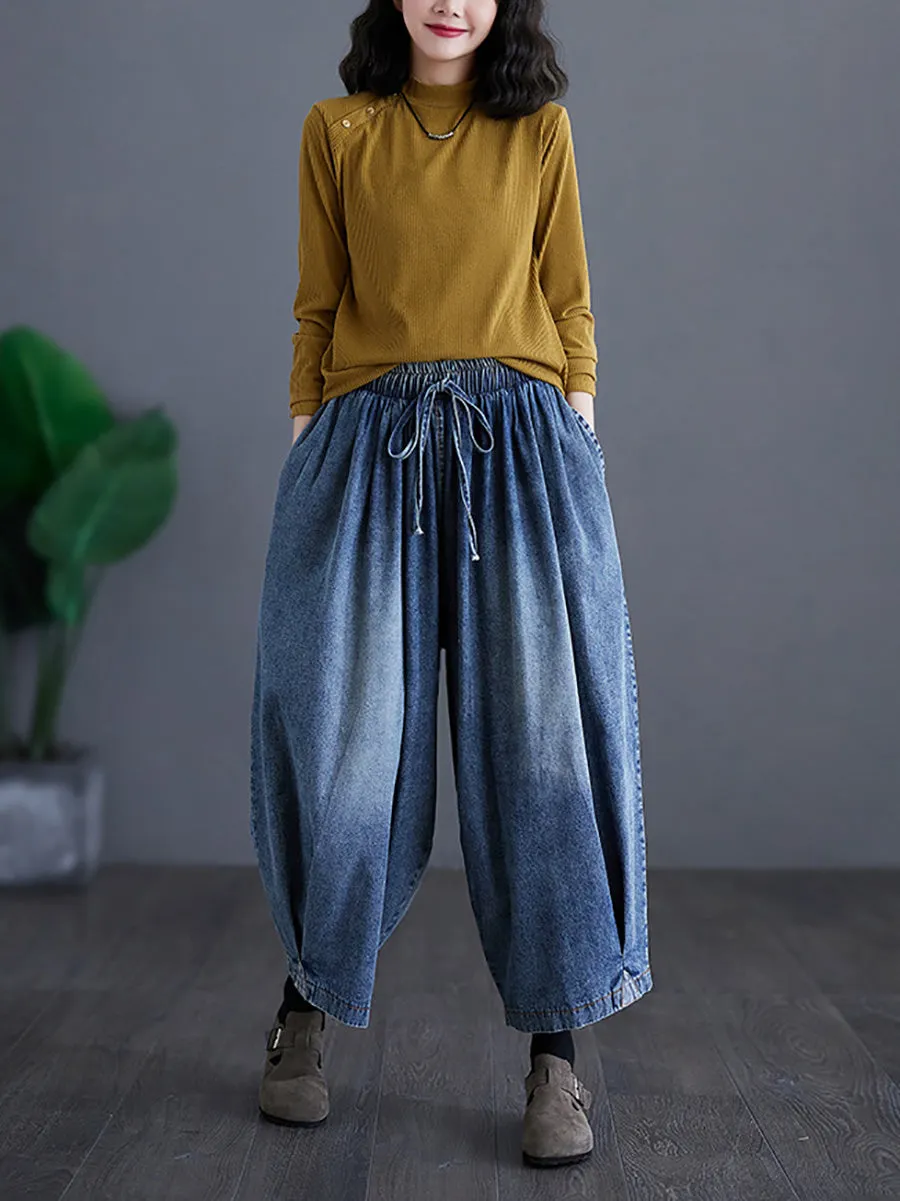 Women Summer Casual Washed Wide-leg Denim Pants CO1020