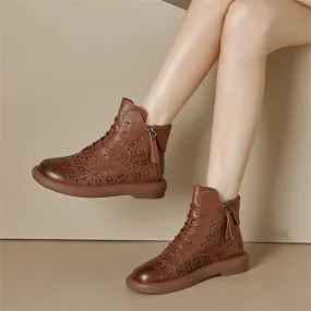 Women's Casual Shoes GC213: Hollow Out Flat Ankle Boots Sneakers