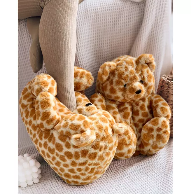 Women's Leopard Print Fluffy Teddy Bear Slip-On Loafers