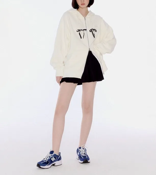 YOUHEE  |Long Sleeves Cotton Oversized Logo Hoodies & Sweatshirts